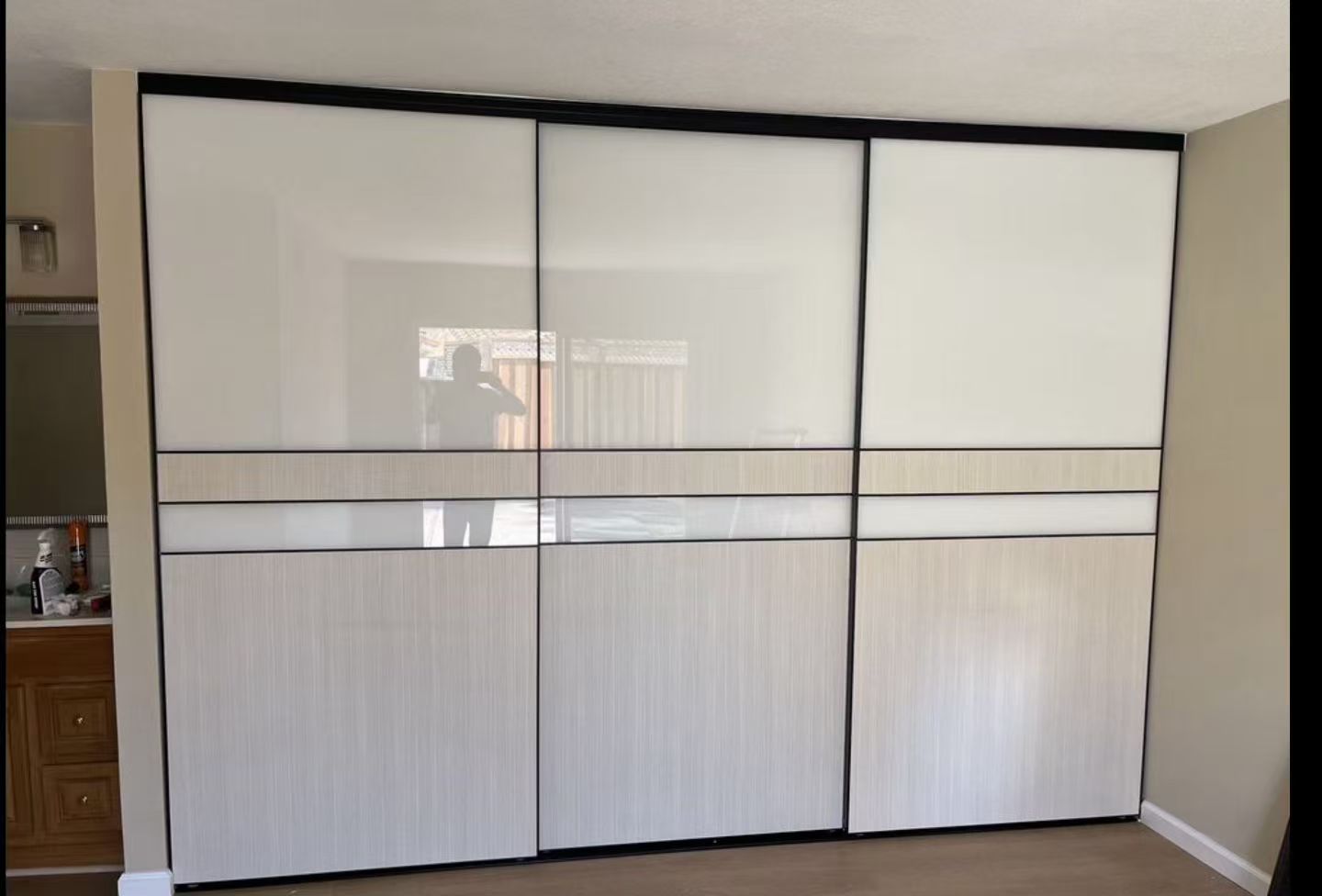 White Glass with Wood Panels
