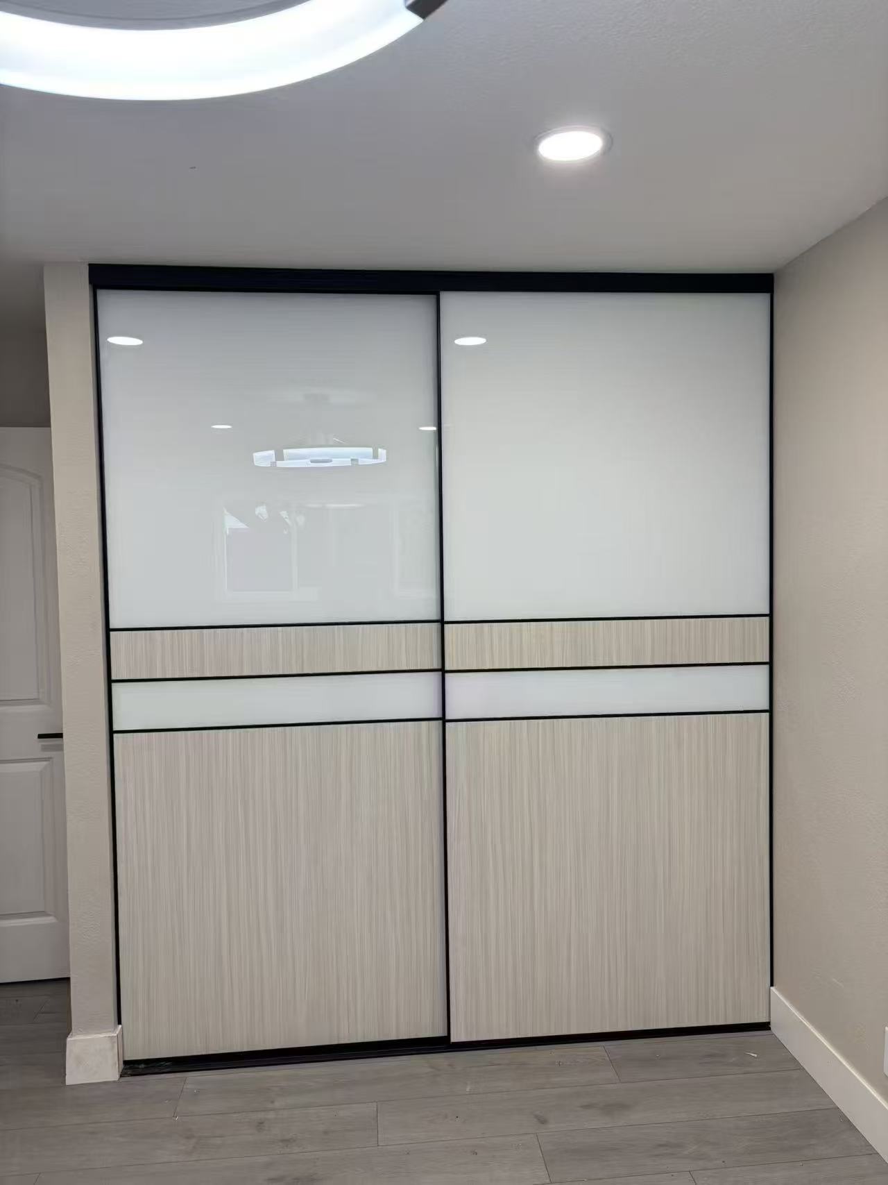 White Glass with Wood Panels